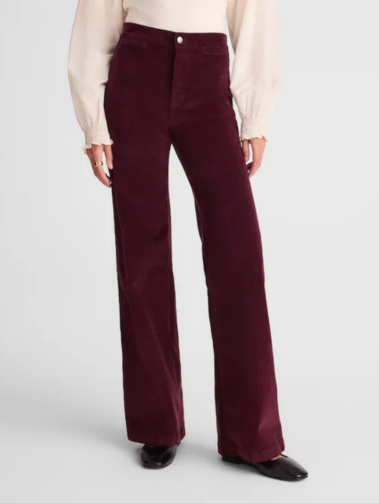 Madewell Pants - Madewell Wide Leg Corduroy Pants in Deep Burgundy Sise 26
